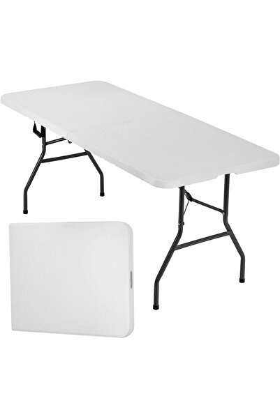Türkiye طاولة قابلة للطي، نصف محمولة، بطول 6 أقدام، للحفلات والمناسبات في الفناء الخلفي، باللون الأبيض