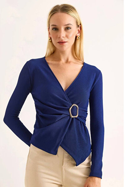 CİDDE Bluză cu mânecă lungă cu cataramă pentru femei cu două rânduri de nasturi