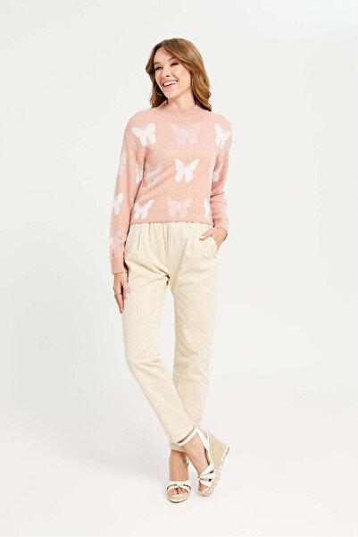 REDTAG Beige Paper Bag Waist Twill Jeans