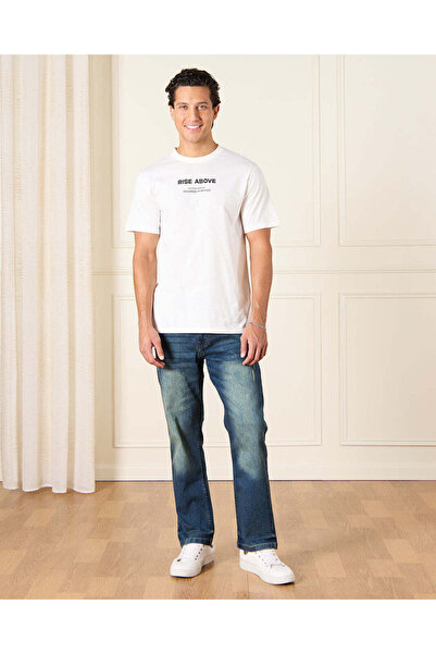 REDTAG Men Blue Straight Fit Denim Jeans