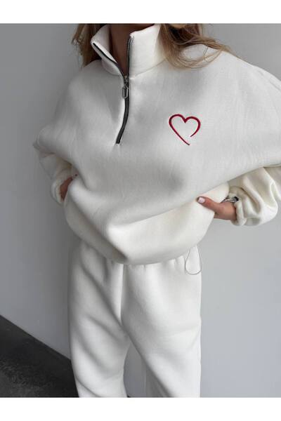 Elia Swimwear Women's Tracksuit With Embroidered Heart White Igi