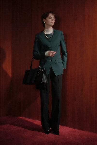 Nihan Düğmeli Klasik Ceket Yeşil