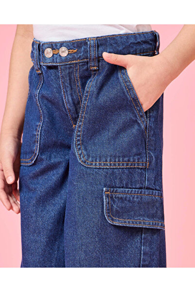 REDTAG Girls Blue Wide Leg Jeans