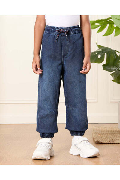 REDTAG Boys Navy Solid Pull-on Jeans