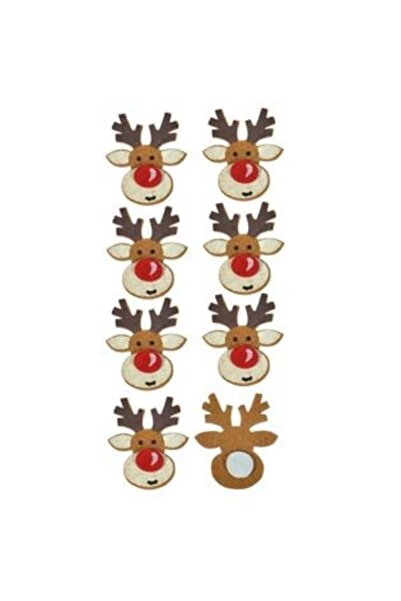 Jumbo Autocolante decorative de Crăciun cu reni din pâslă 3 cm - 8 buc