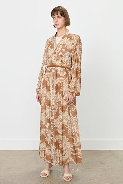 Nihan Rahat Kalıp Elbise Camel