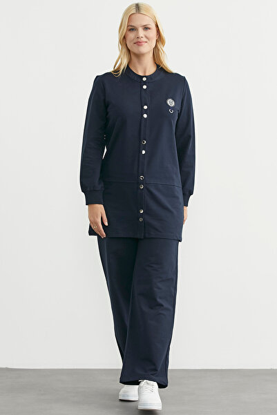 Sementa Snap Fastener Tunic Boy Tracksuit Set - Navy Blue