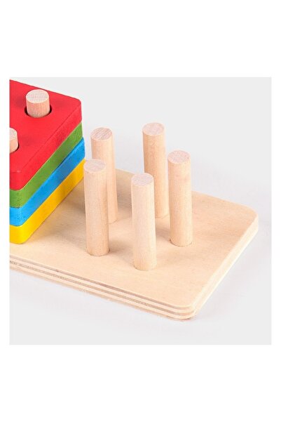 Stuniko Jucărie educativă Montessori din lemn - Forme geometrice, 20 de piese, 6 x 26,5 cm, Multicolor, 3+