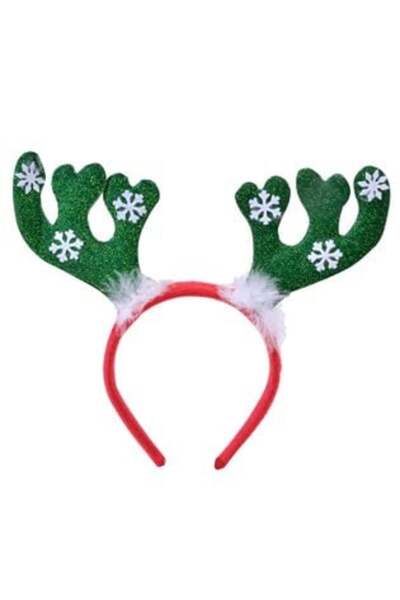 Silver Star Coroană de Crăciun - Coarne de ren Fulgi de zăpadă verzi