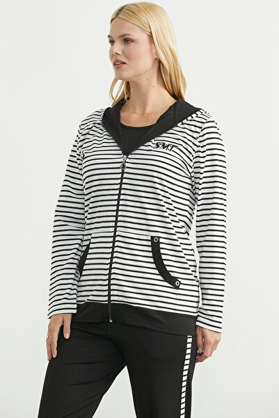 Sementa με κουκούλα Σετ Φόρμας Ριγέ - Μαύρο