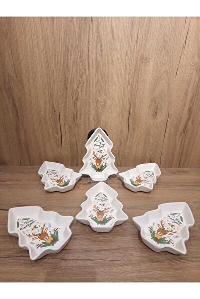 Keramika New Year's Pine Tree Snack Bowl / Boat / Presentation Bowl 17 cm 6 P...