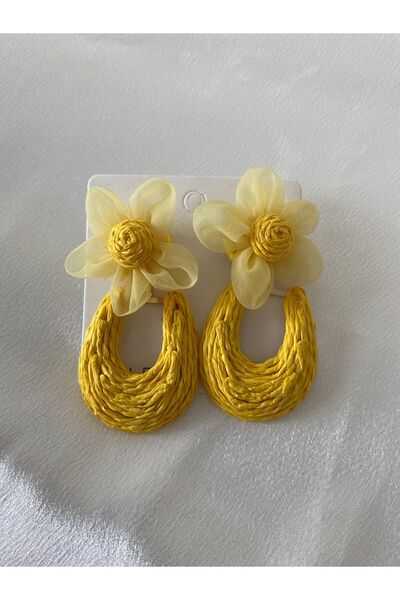 BIJUTERI Wicker Flower Detailed Earrings