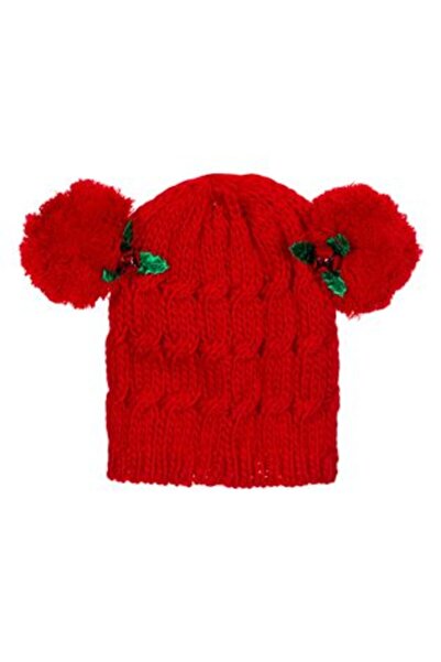 Silver Star Red Christmas Hat with Pompom, Mistletoe and Red Metal Bells