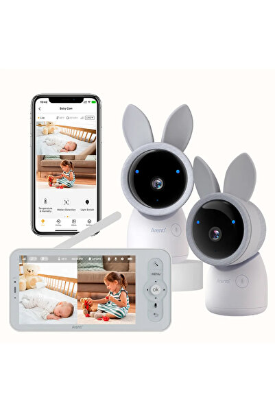 ARENTI AInanny – Monitor 2K UHD, camere duale, pan/tilt, ecran LCD 5”