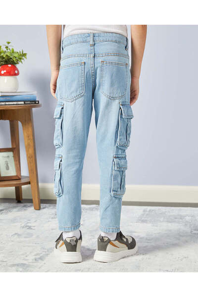 REDTAG Boys Blue Cargo Jeans