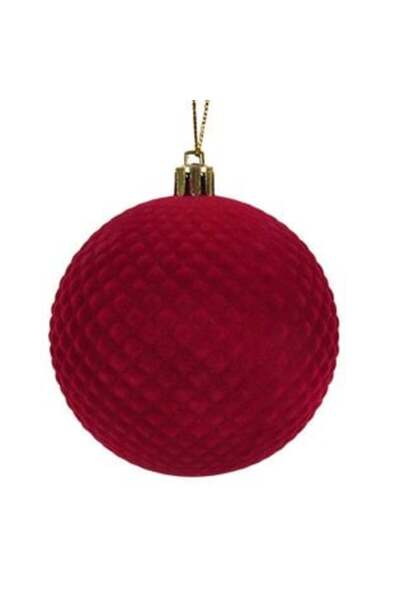 SHOPIENS Glob de Crăciun matlasat catifea vișinie Ø8 cm