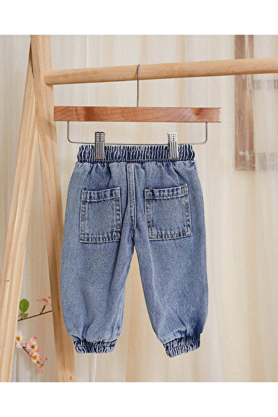 REDTAG Infant Boys Blue Acid Wash Denim Jogger