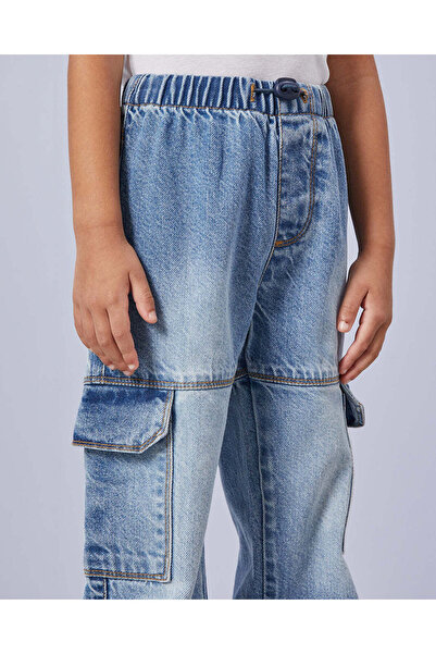 REDTAG Boys Blue Cargo Pocket Jeans