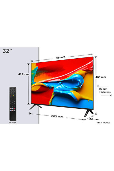 TCL 32V4C QLED TV, 80cm (32"), HD Ready, Android Smart TV, WiFi