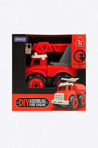 DIY Mașină de Pompieri Asamblabilă 10 cm – Jucărie Educativă Copii 3+ Ani, Cu...