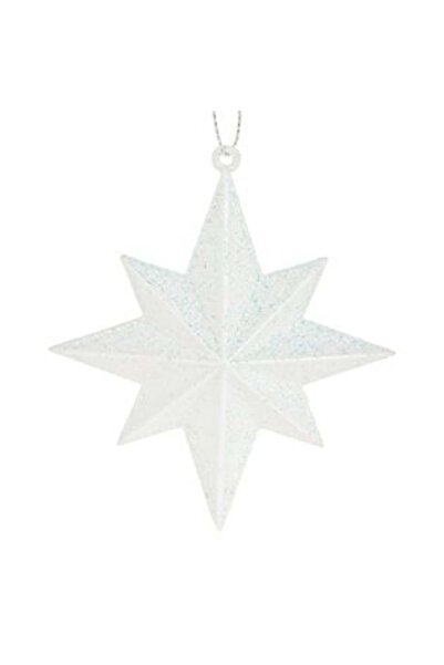 SHOPIENS Χριστουγεννιάτικο Στολίδι Δέντρου 3D Αστέρι Λευκό με Ιριδίζον Γκλίτε...