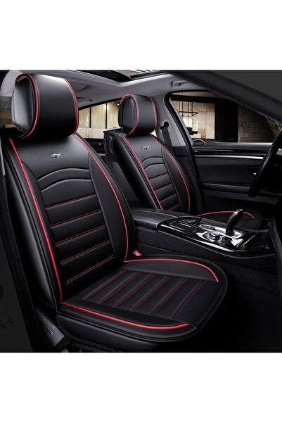 OEM Set of black eco-leather seat covers with red stitching