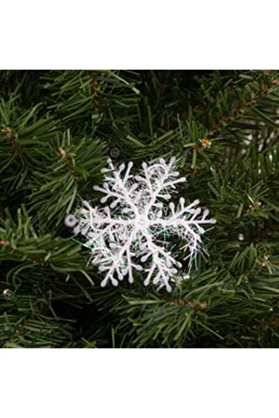 SHOPIENS Fulgi de zăpadă decorativi de Crăciun din plastic iridescent alb 8 c...