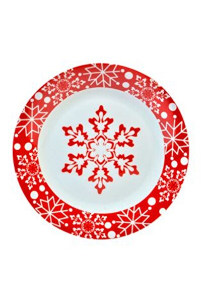 SHOPIENS Farfurie de porțelan de Crăciun - Model fulg de zăpadă Ø19 cm