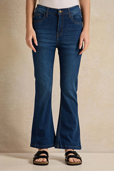 REDTAG Girls Senior Blue Flared Leg Jeans