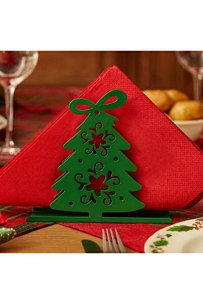 SHOPIENS Χριστουγεννιάτικη θήκη για χαρτοπετσέτες με σχέδιο πράσινου μεταλλικ...