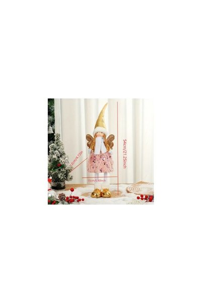 Aca Păpușă înger zână, decorațiune de Crăciun, cu paiete roz, 55 cm