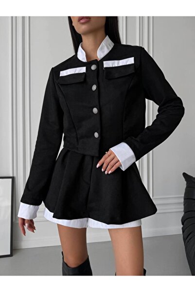 Elia Swimwear Compleu Dama Casual School Jacheta Si Fusta Scurta Negru Melina