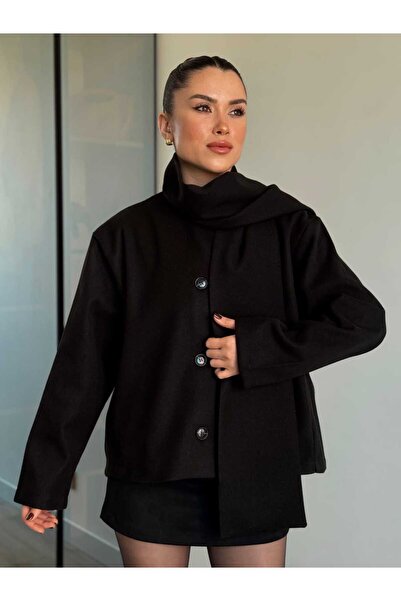ROUPAS COLLECTİON Şal Detay Kaşe Kaban