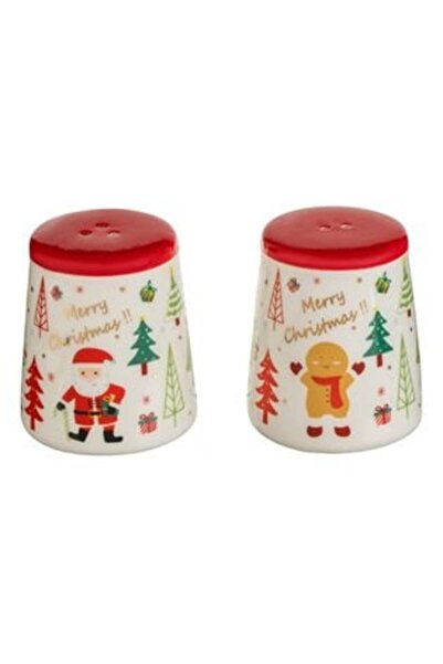 SHOPIENS Salt and Pepper Shaker Set, White Ceramic with Figurines, 7 cm