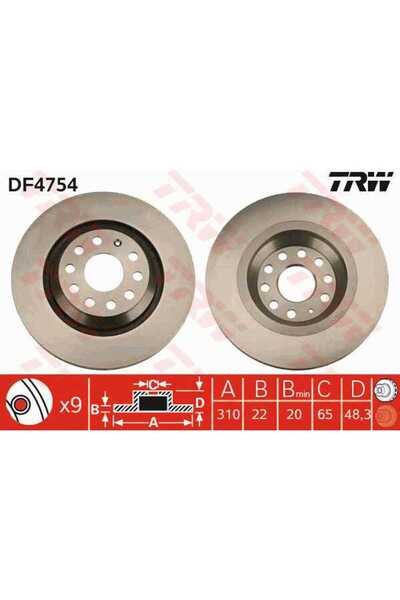 OEM Disc frana spate VW Arteon 2017-, TRW DF4754