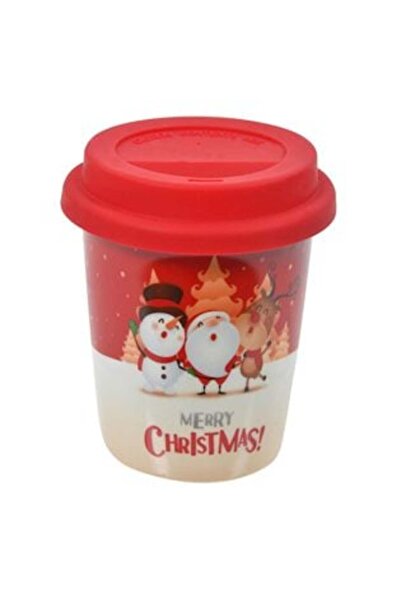 SHOPIENS Pahar de Crăciun cu os - Moș Crăciun și om de zăpadă cu capac roșu d...