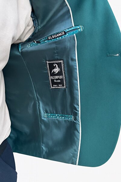 Plus Scorpion Petrol Yeşili Erkek Blazer Ceket – Esnek Comfort Kumaş, Slim Fit İtalyan Kesim Tek Düğmeli Model