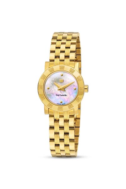 Guy Laroche Alex Watch for Women with Yellow Gold Stainless Steel Bracelet 22 mm 5 Atm