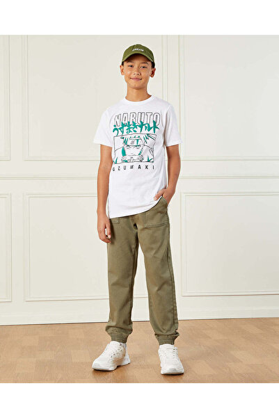 REDTAG Senior Boys Olive Knit Denim Jogger