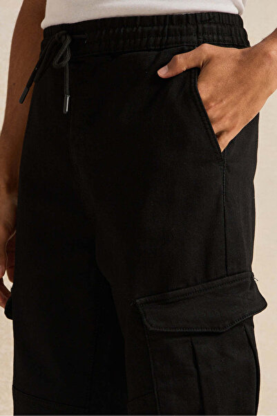 REDTAG Men Black Cargo Joggers