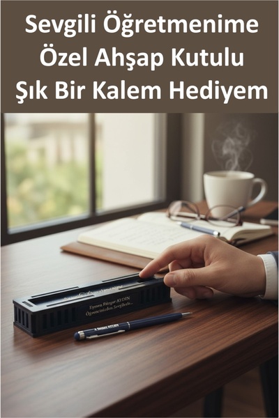 turuncufabrika Kişiye Özel isimli metal Tükenmez Kalem özel ahşap Kutulu-Öğre...