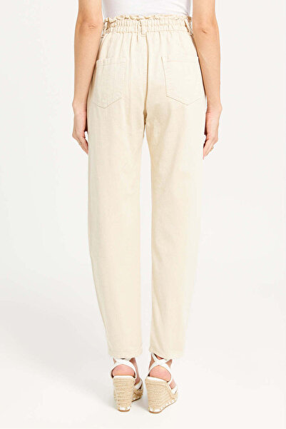 REDTAG Beige Paper Bag Waist Twill Jeans