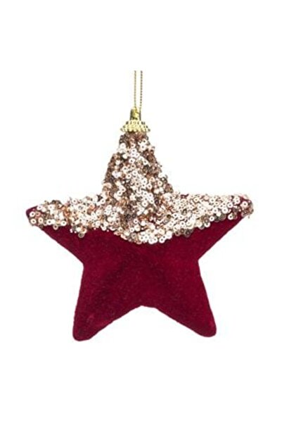 SHOPIENS Christmas Tree Ornament - Velvet Burgundy Foam Star 12 cm
