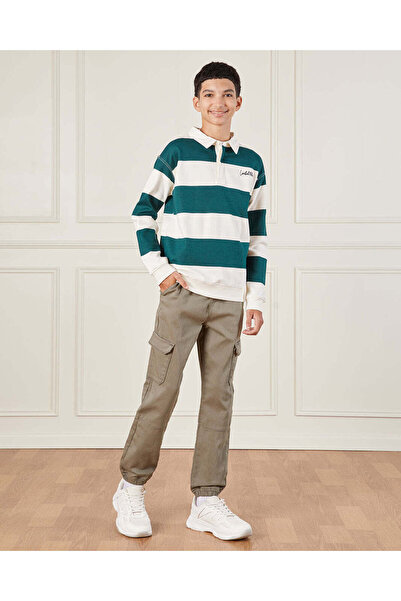 REDTAG Senior Boys Olive Denim Cargo Jogger Jeans