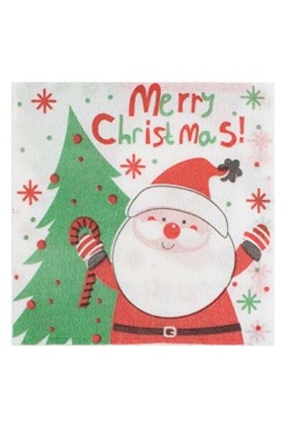 SHOPIENS White 1-ply Table Napkins with Santa and Christmas Tree 33 x 33 cm -...