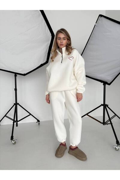 Elia Swimwear Women's Tracksuit With Embroidered Heart White Igi