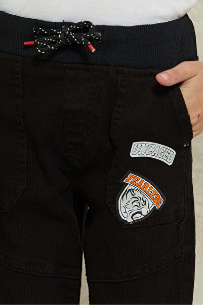 REDTAG Boys Black Printed Jogger