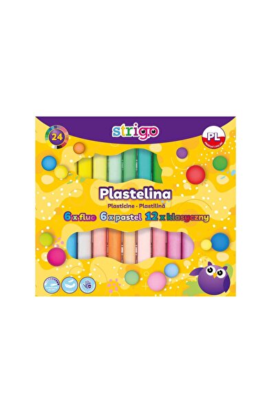 Strigo Plastilina 24 culori mix (6 x fluorescente, 6 x pastel, 12 x clasice)