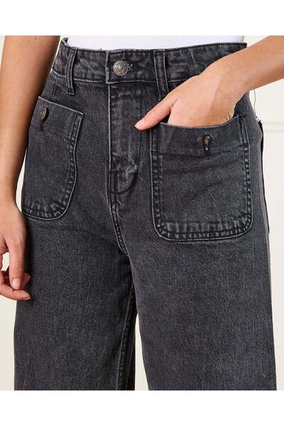 REDTAG Senior Girls Black Wide Leg Jeans