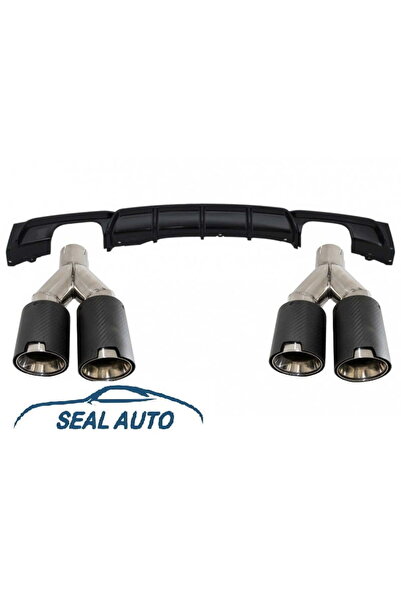 OEM Difuzor Bara Spate Evacuare Dubla Negru Lucios cu Ornamente Tobe Evacuare...